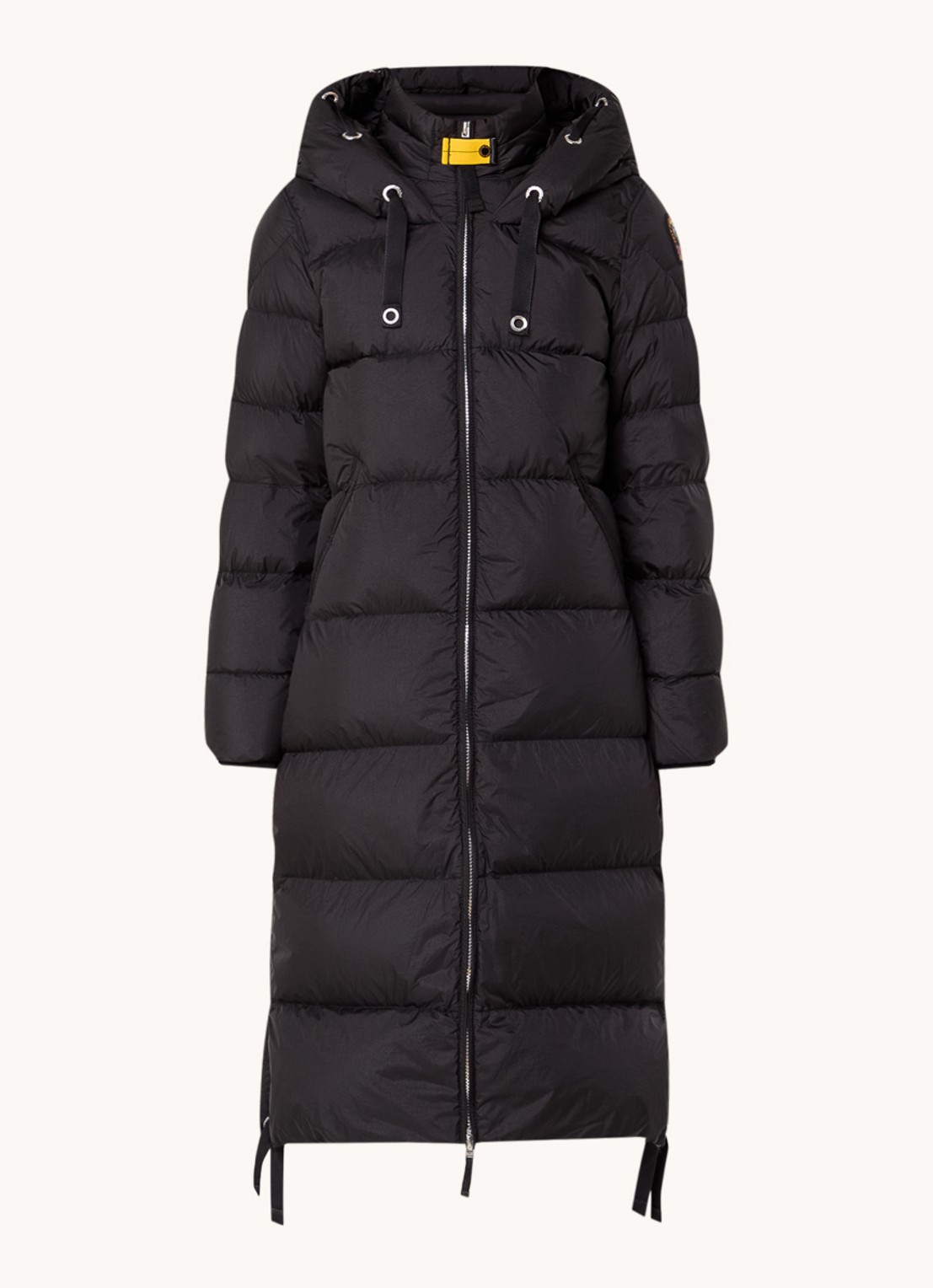 Parajumpers Panda longline puffer jas met donsvulling en capuchon  - voorkant 2 zwart