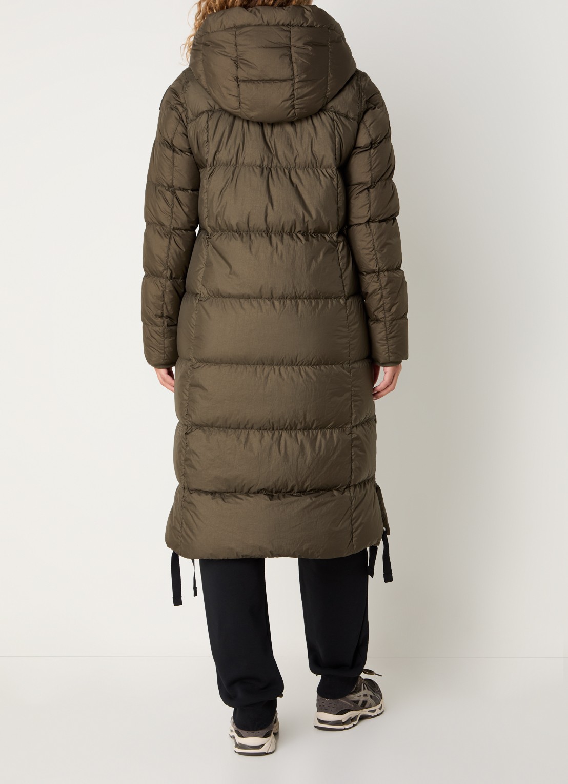 Parajumpers Panda longline puffer jas met donsvulling en capuchon  - achterkant 3 olijfgroen