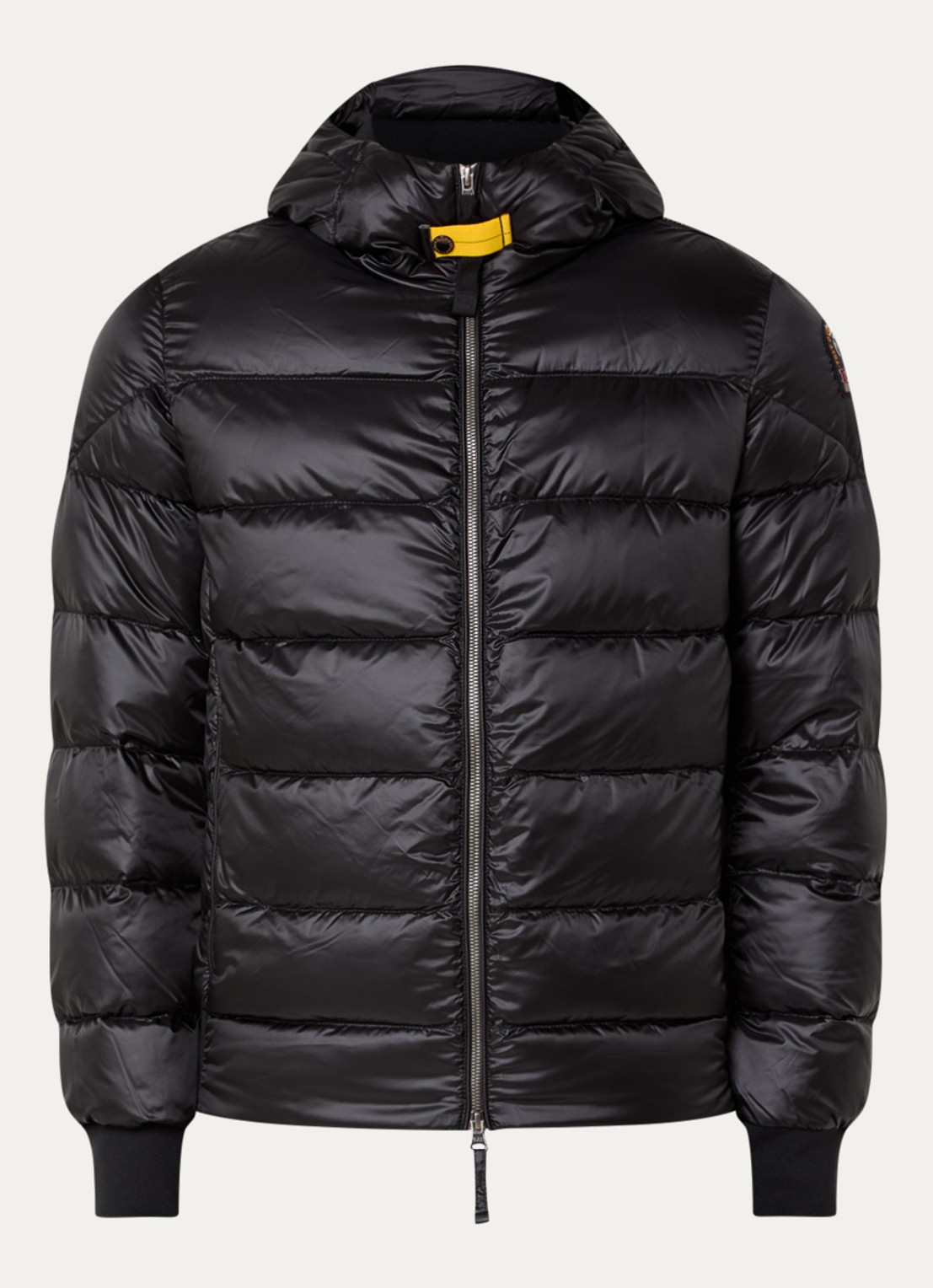 Parajumpers Pharrell puffer jack met capuchon en logo - voorkant 3 zwart