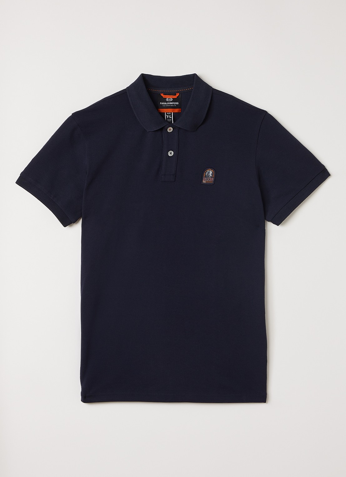 Parajumpers Polo van piqué katoen met logo - voorkant donkerblauw