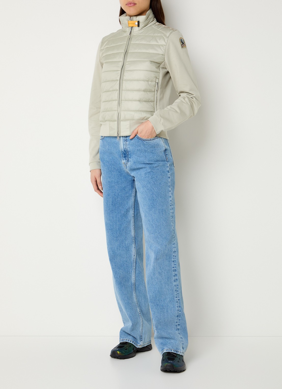 Parajumpers Rosy sweatvest met gewatteerd voorpand - voorkant 3 lindegroen