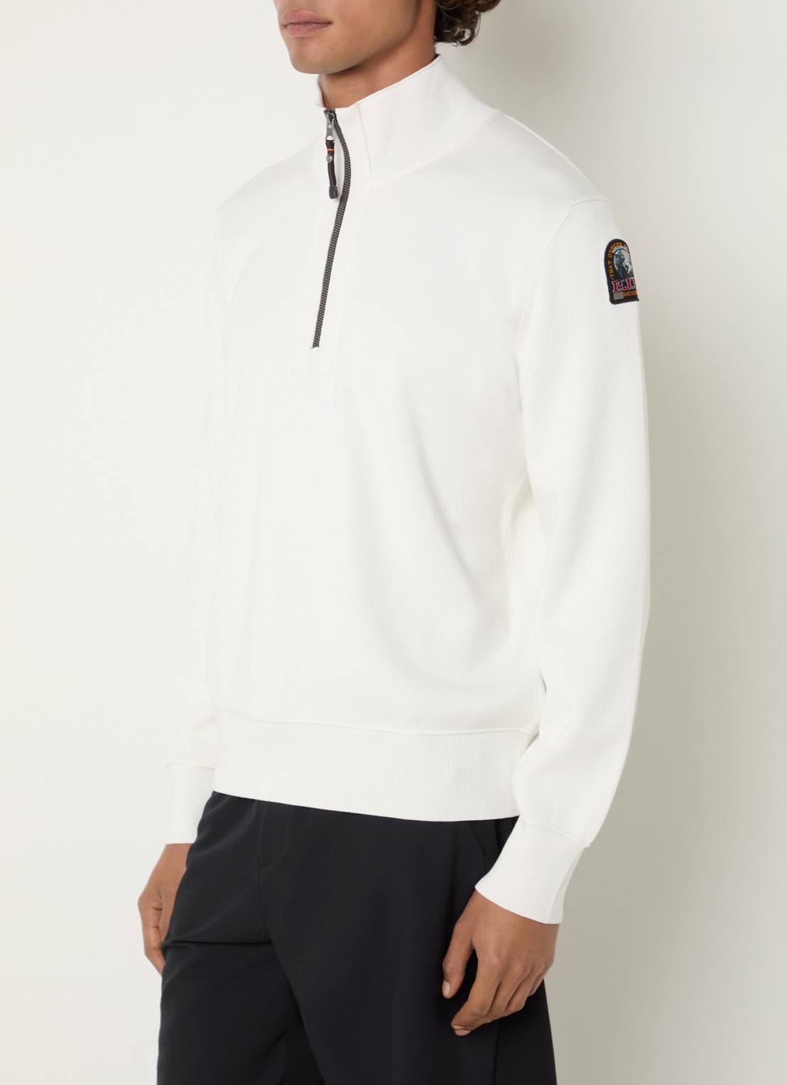 Parajumpers Scoe vest met logo en halve rits - detail ivoor