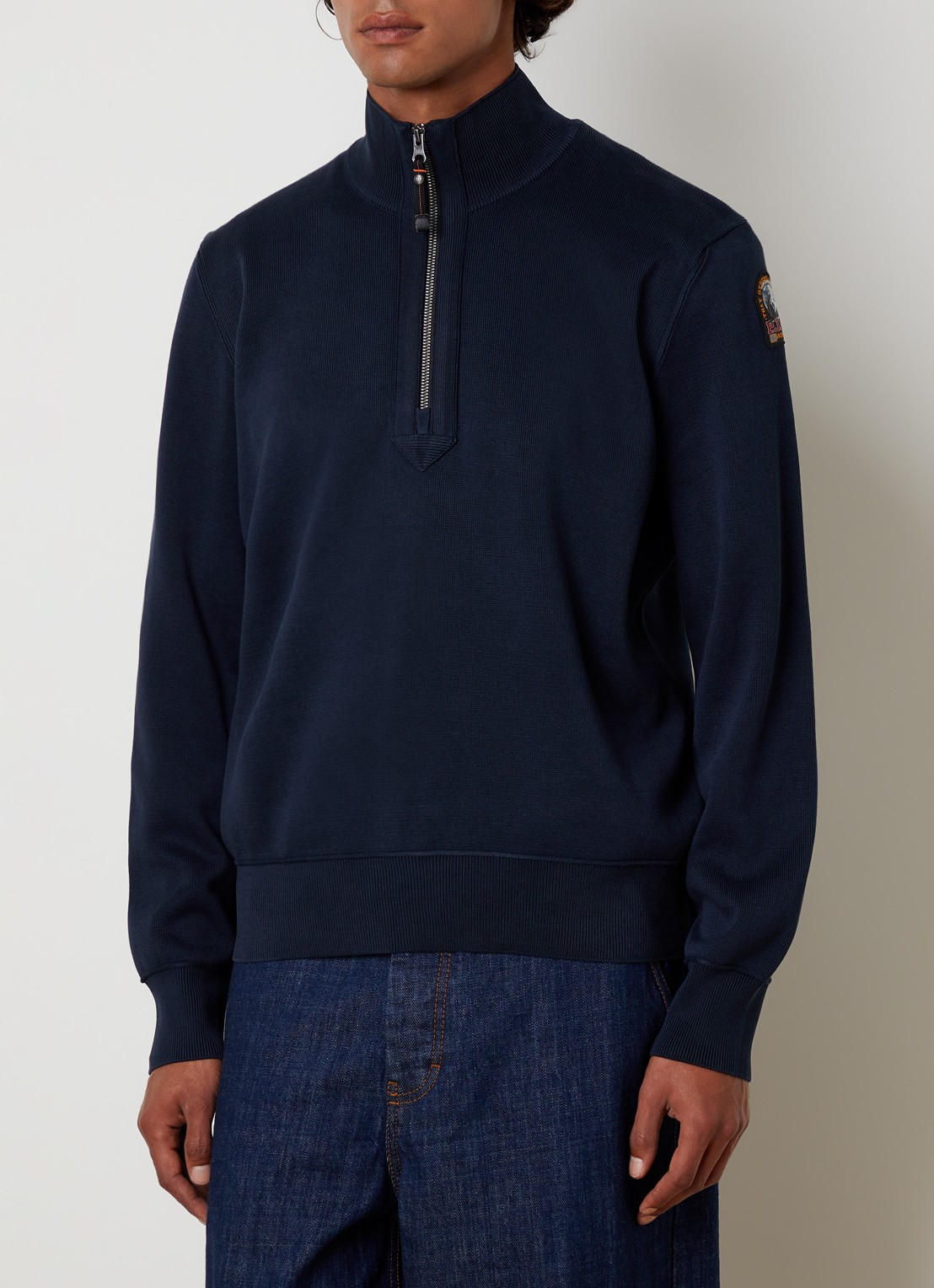 Parajumpers Scoe vest met logo en halve rits - detail donkerblauw