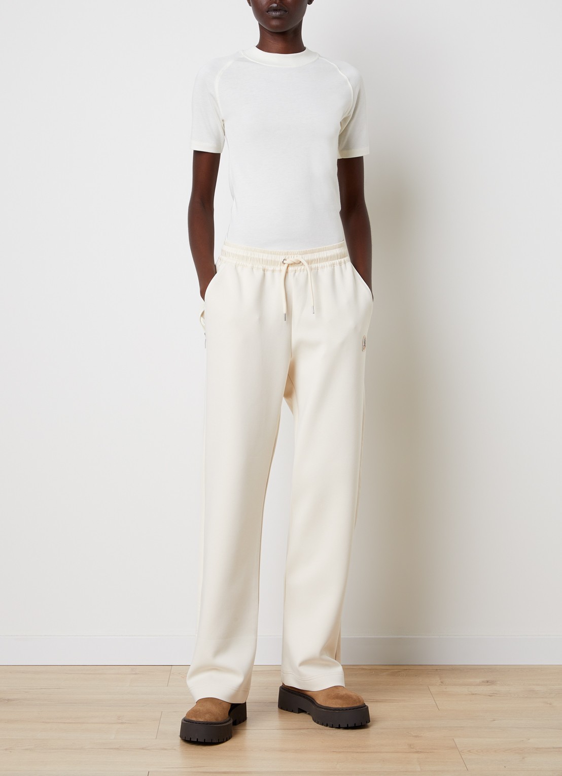 Parajumpers Shanley high waist straight fit joggingbroek met ritszakken - voorkant 2 creme