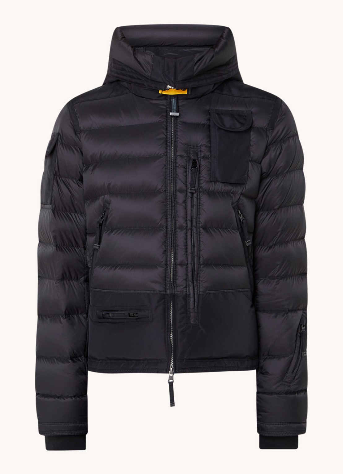 Parajumpers Skimaster gewatteerd jack met donsvulling en capuchon - voorkant zwart