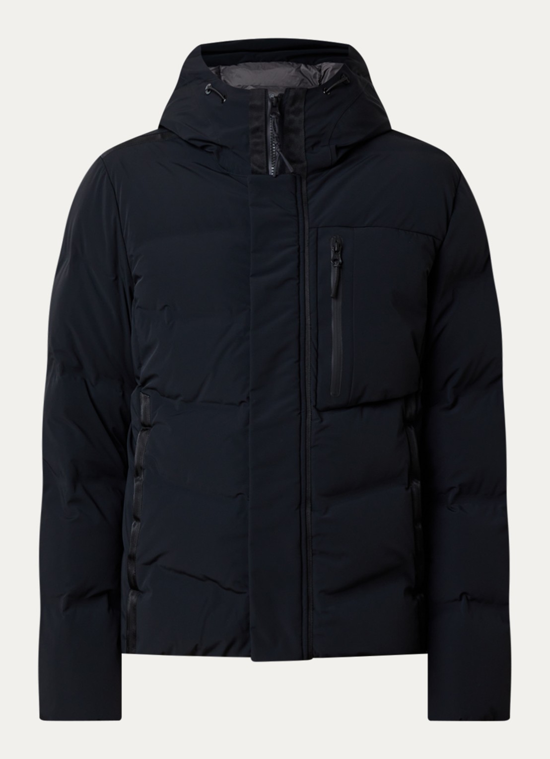 Parajumpers Taiga pufferjack met donsvulling en ritszakken - voorkant 2 zwart