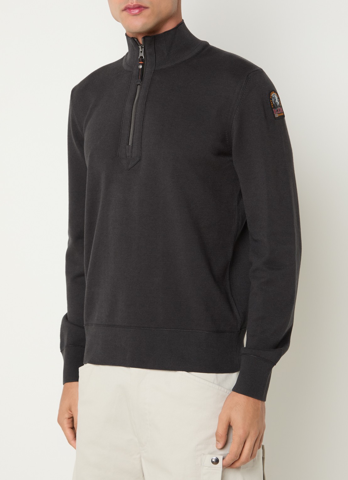 Parajumpers Trui met logo en halve rits - detail 4 beige