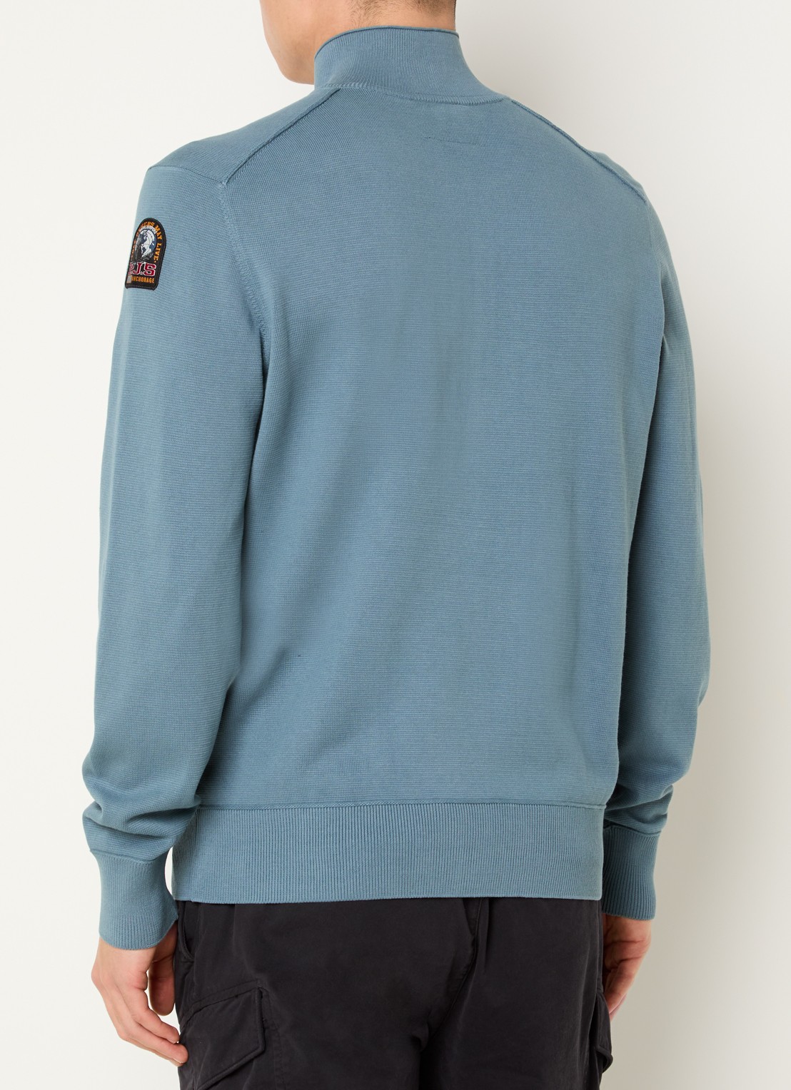 Parajumpers Trui met logo en halve rits - achterkant 3 staalblauw