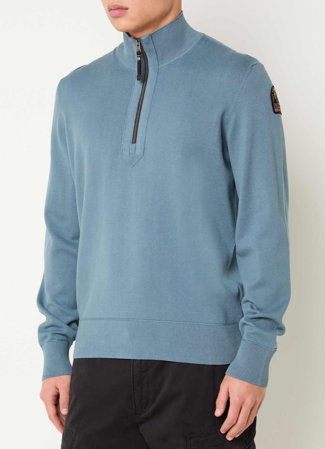 Parajumpers Trui met logo en halve rits - detail 4 staalblauw