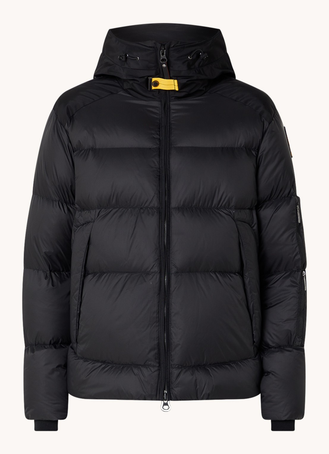 Parajumpers Tyrik puffer jack met donsvulling en ritszakken - voorkant 2 zwart