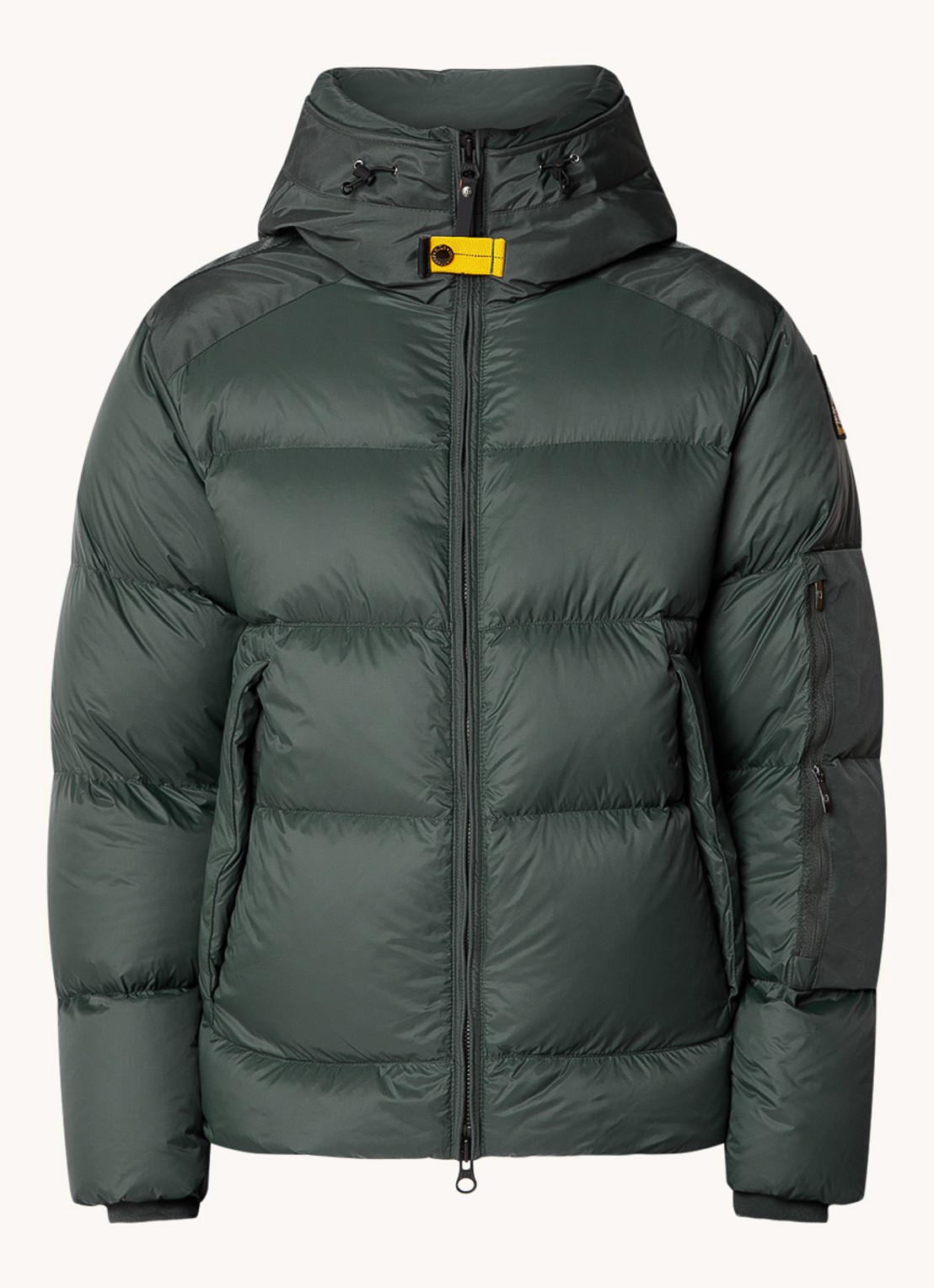 Parajumpers Tyrik puffer jack met donsvulling en ritszakken - voorkant 2 groen