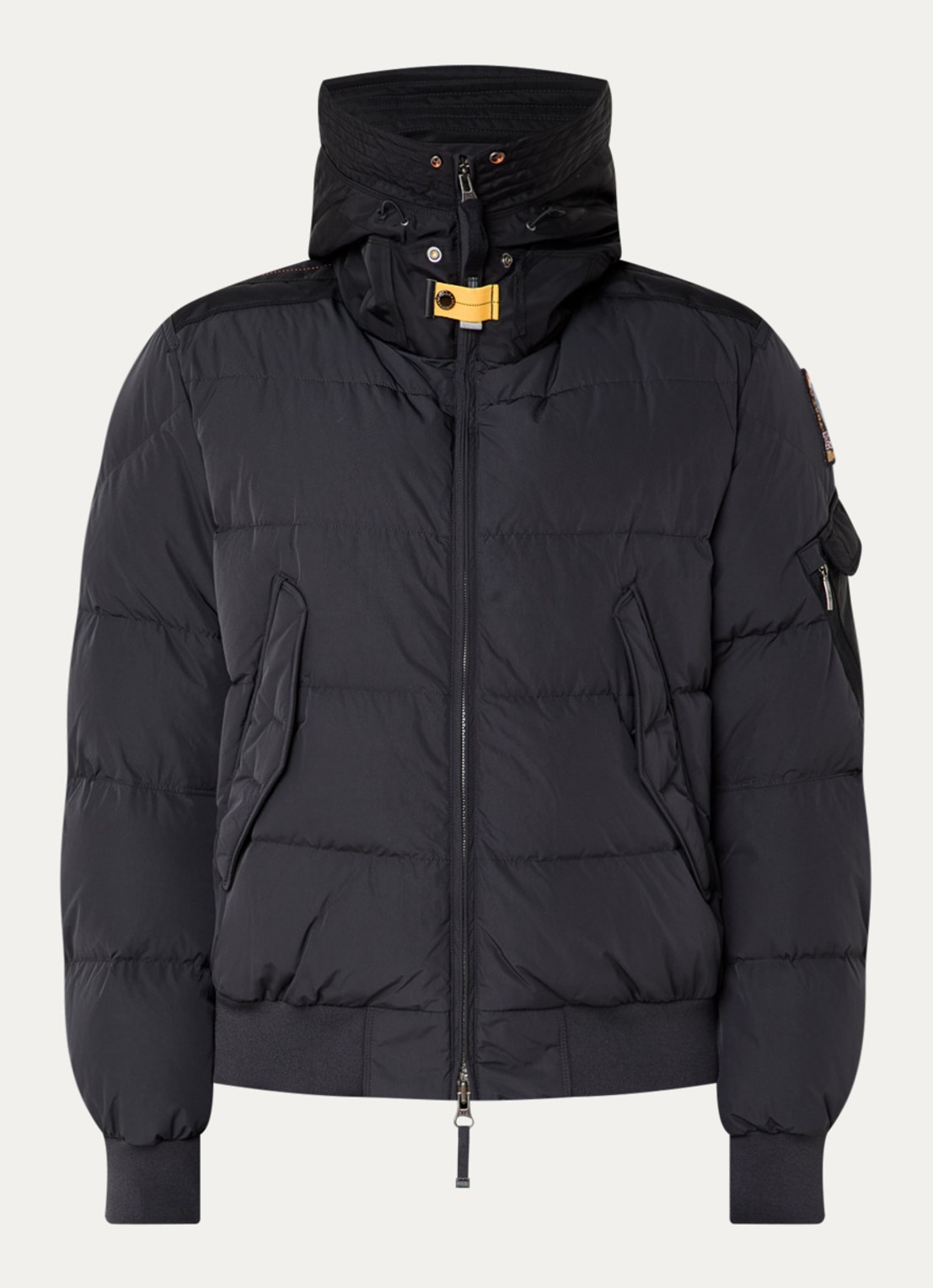 Parajumpers Wilmont puffer jack met capuchon en logoborduring - voorkant 2 zwart
