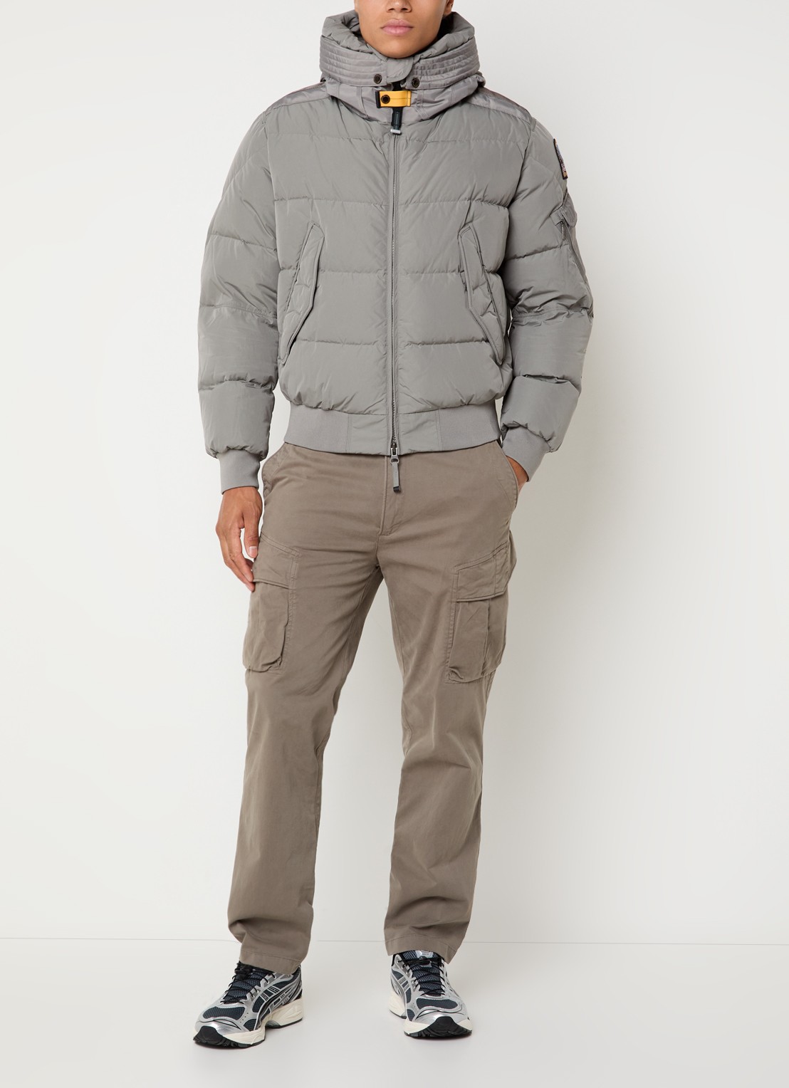Parajumpers Wilmont puffer jack met capuchon en logoborduring - voorkant 2 grijs