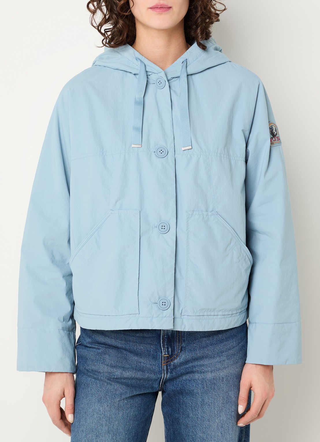 Parajumpers Windjack met capuchon en steekzakken - detail lichtblauw
