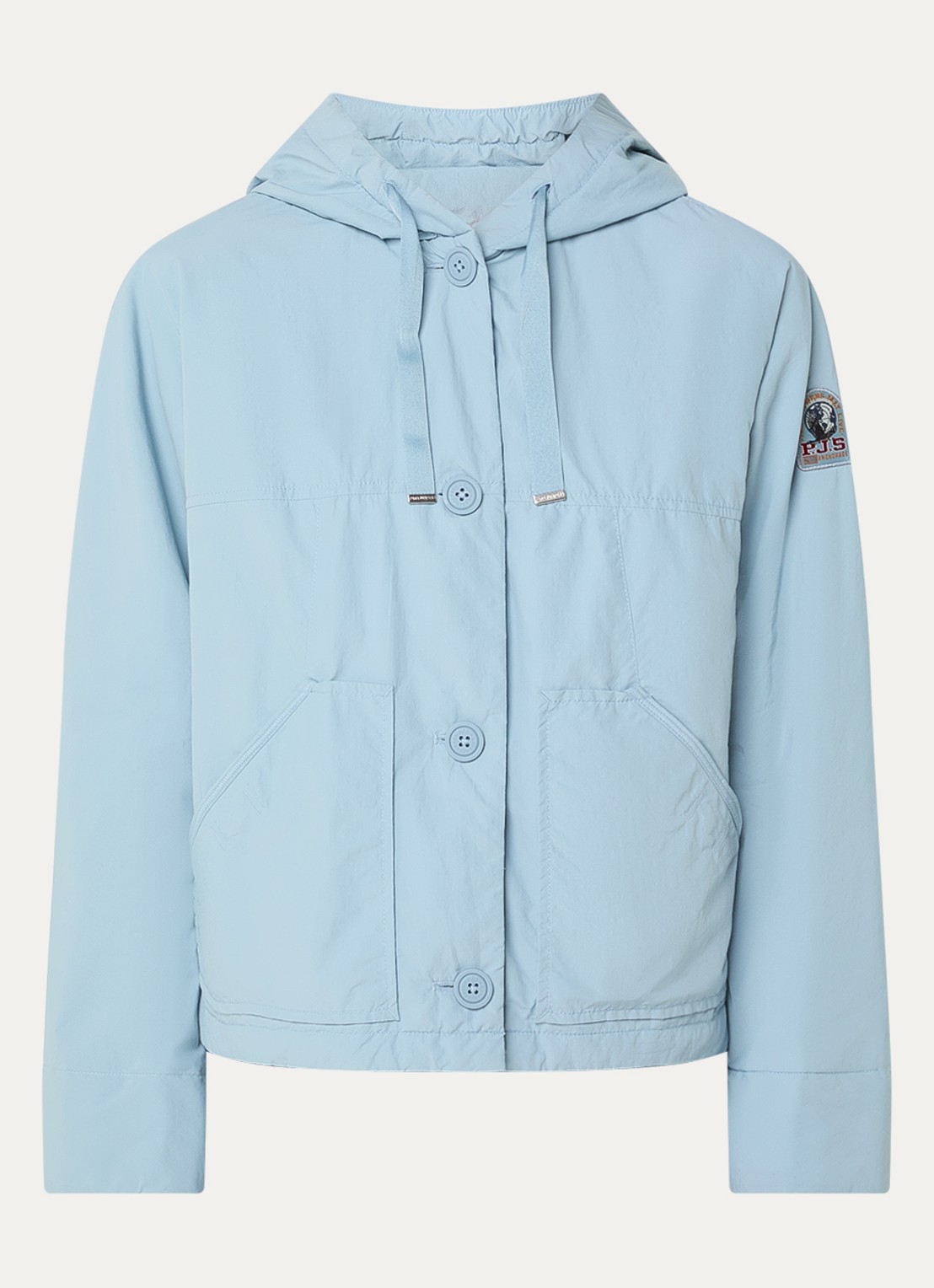 Parajumpers Windjack met capuchon en steekzakken - voorkant 3 lichtblauw