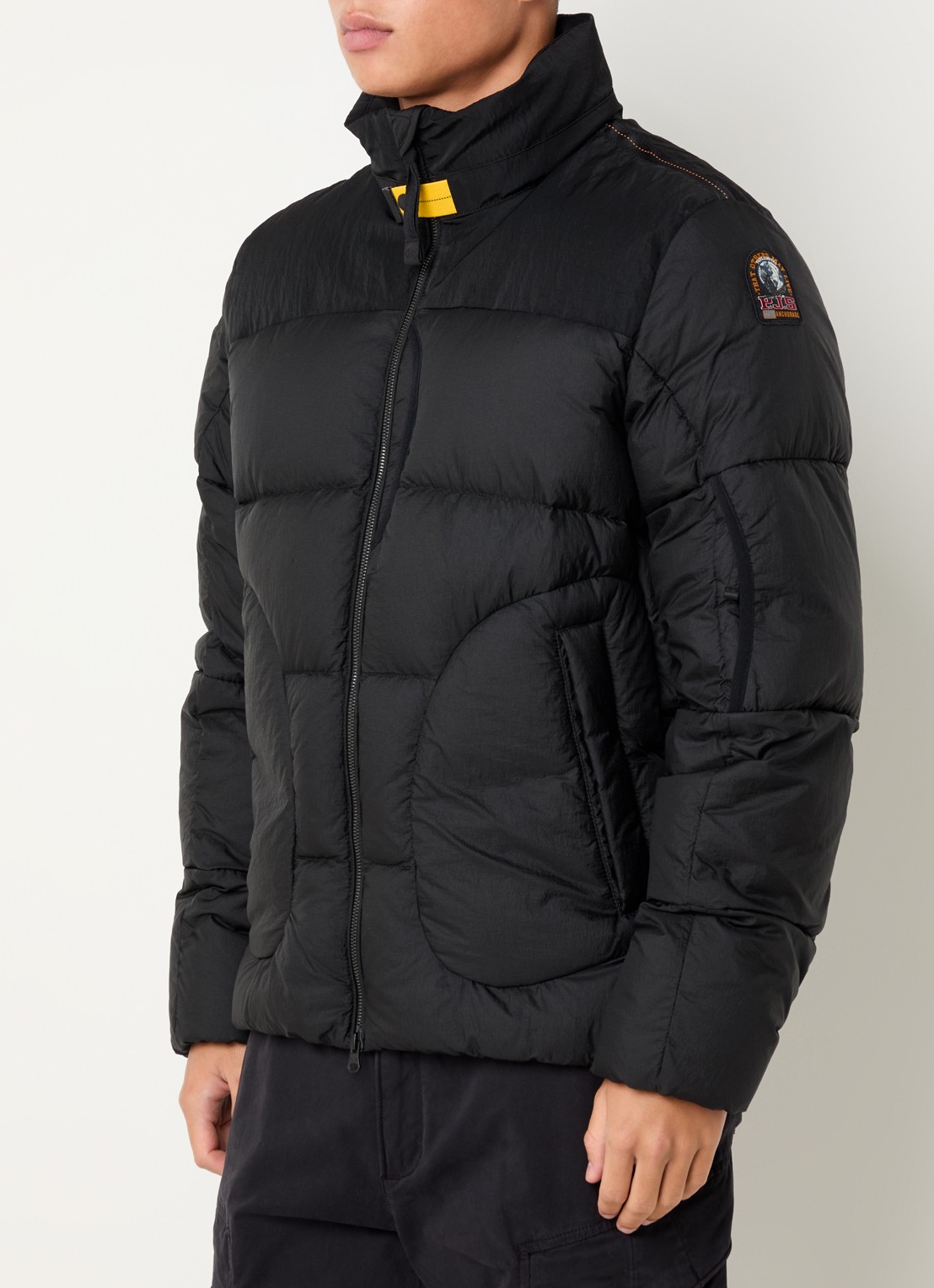 Parajumpers Yari puffer jack met logo - detail 4 zwart