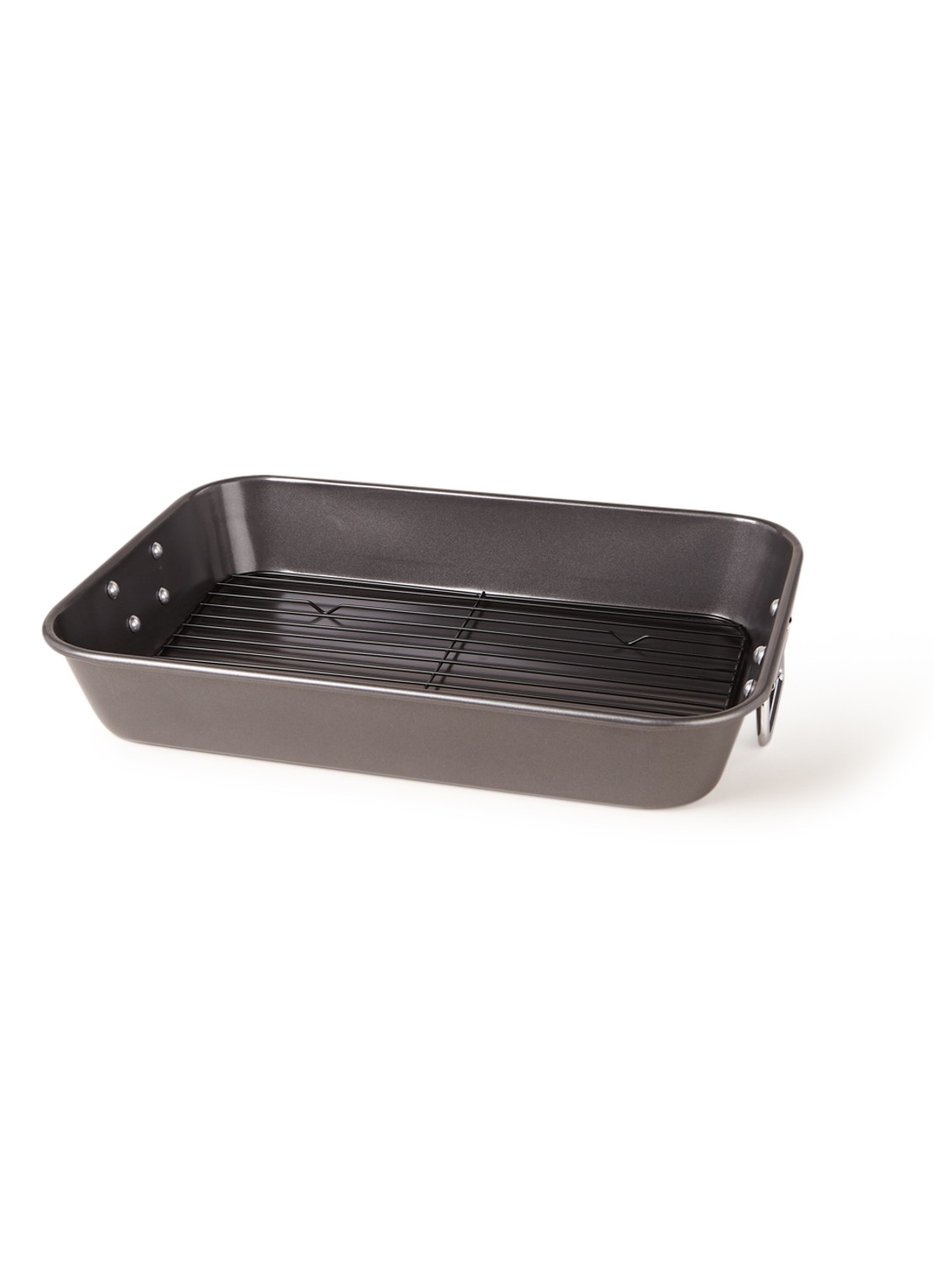 Patisse Carat braadslede met rooster 40 x 28 cm - voorkant 2 donkergrijs