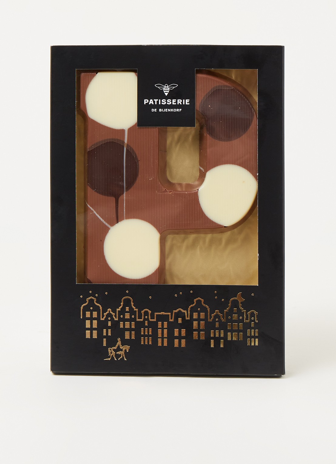 Patisserie de Bijenkorf Chocoladeletter Melk gevlekt 190 gram - A t/m Z - voorkant 2 p