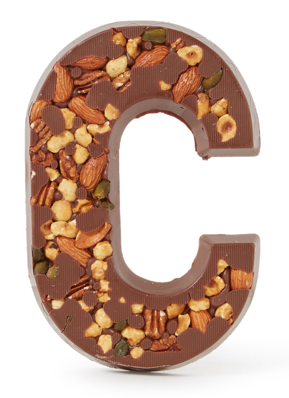 Patisserie de Bijenkorf Chocoladeletter Melk met noten 185 gram - A t/m Z - voorkant c