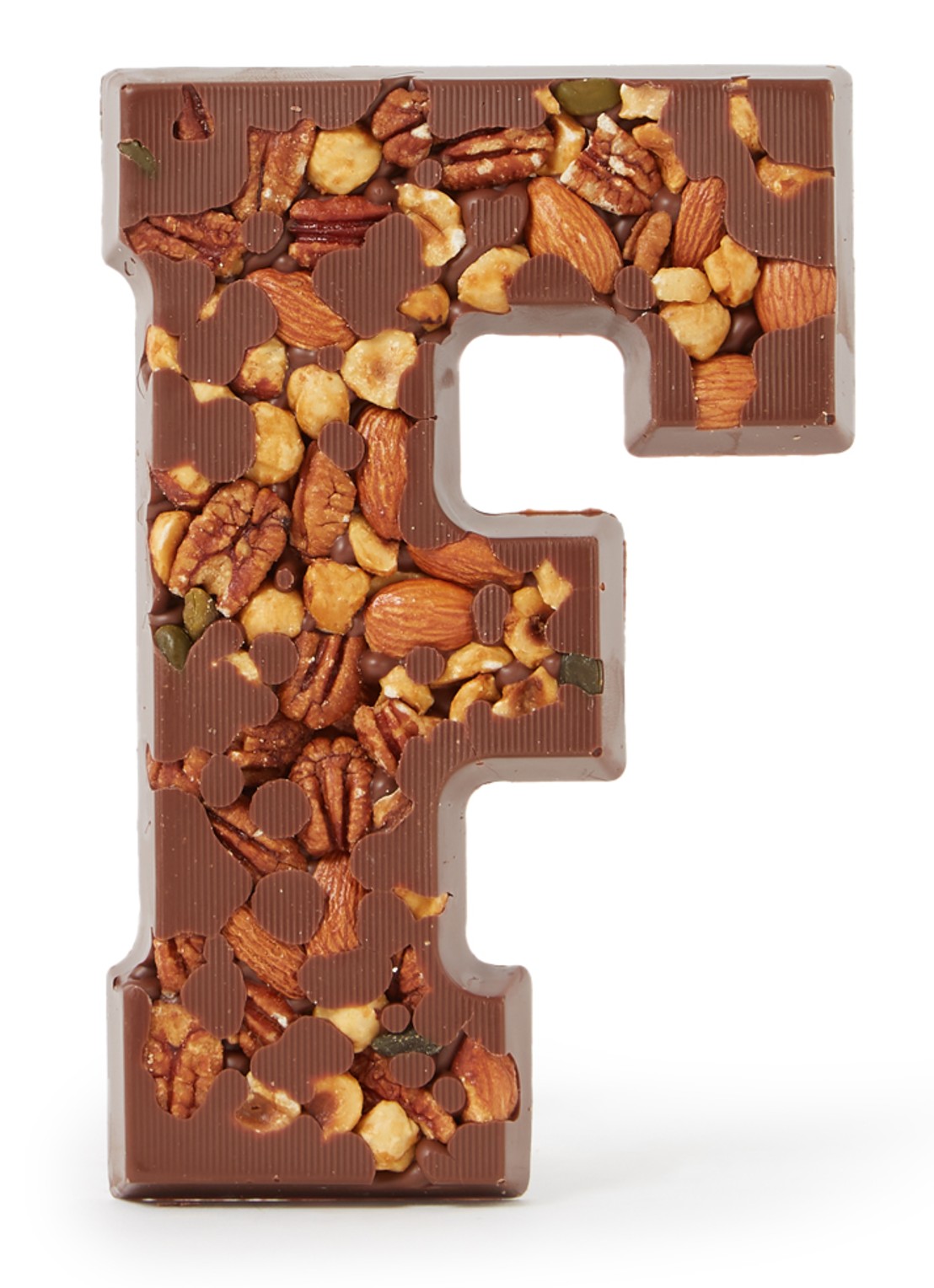 Patisserie de Bijenkorf Chocoladeletter Melk met noten 185 gram - A t/m Z - voorkant f
