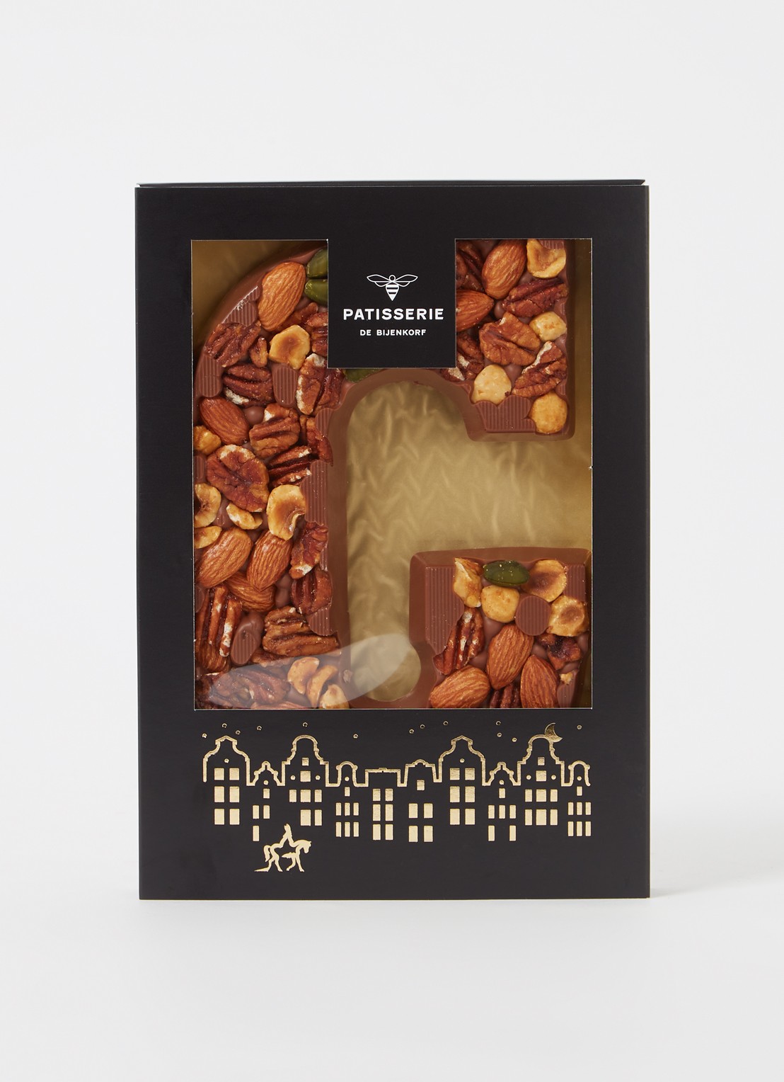Patisserie de Bijenkorf Chocoladeletter Melk met noten 185 gram - A t/m Z - voorkant 2 g