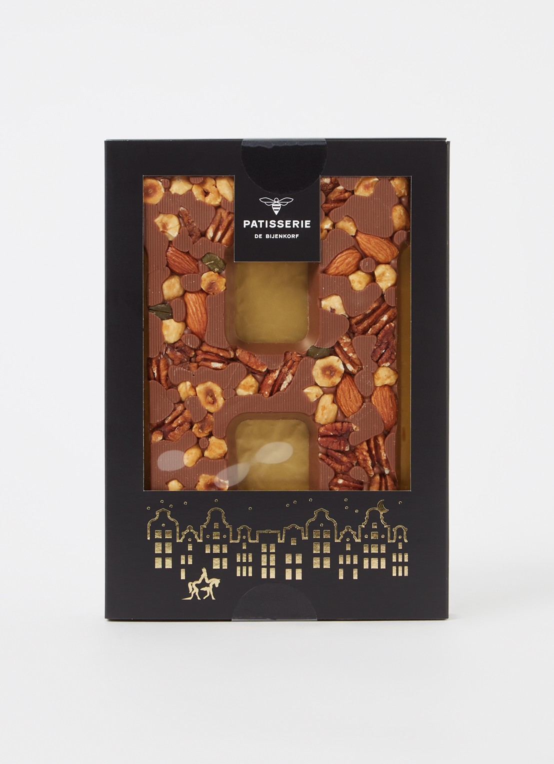 Patisserie de Bijenkorf Chocoladeletter Melk met noten 185 gram - A t/m Z - voorkant 2 h