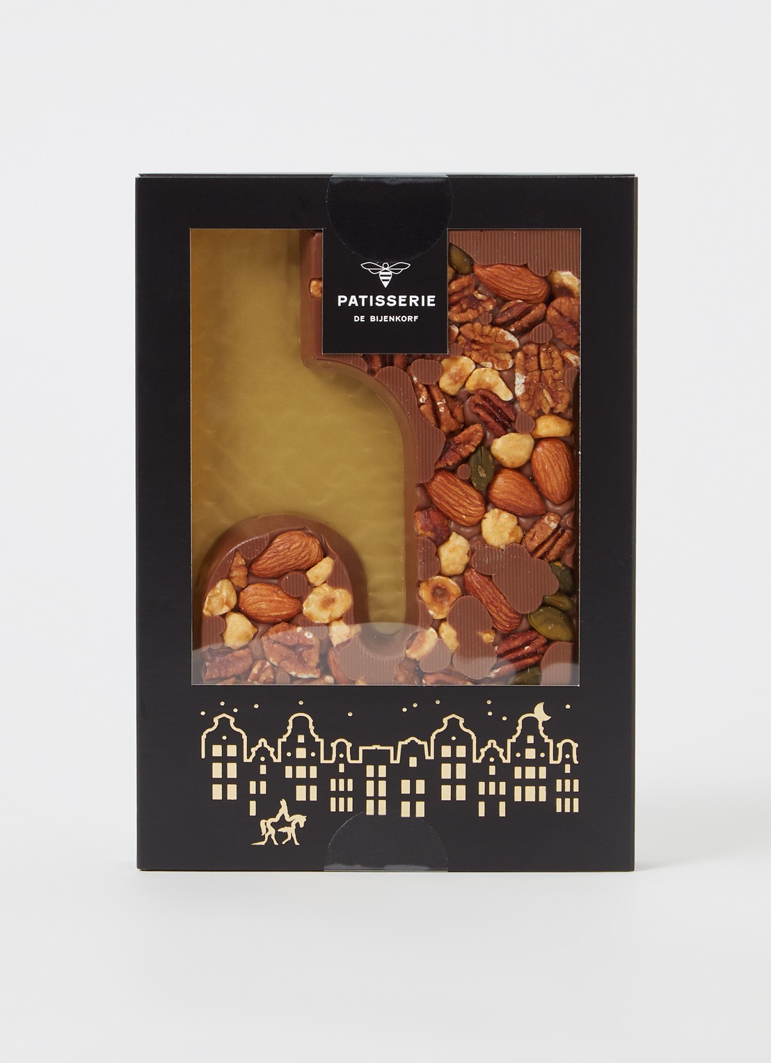 Patisserie de Bijenkorf Chocoladeletter Melk met noten 185 gram - A t/m Z - voorkant 2 j