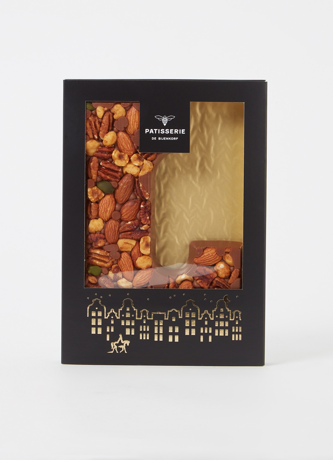 Patisserie de Bijenkorf Chocoladeletter Melk met noten 185 gram - A t/m Z - voorkant 2 l