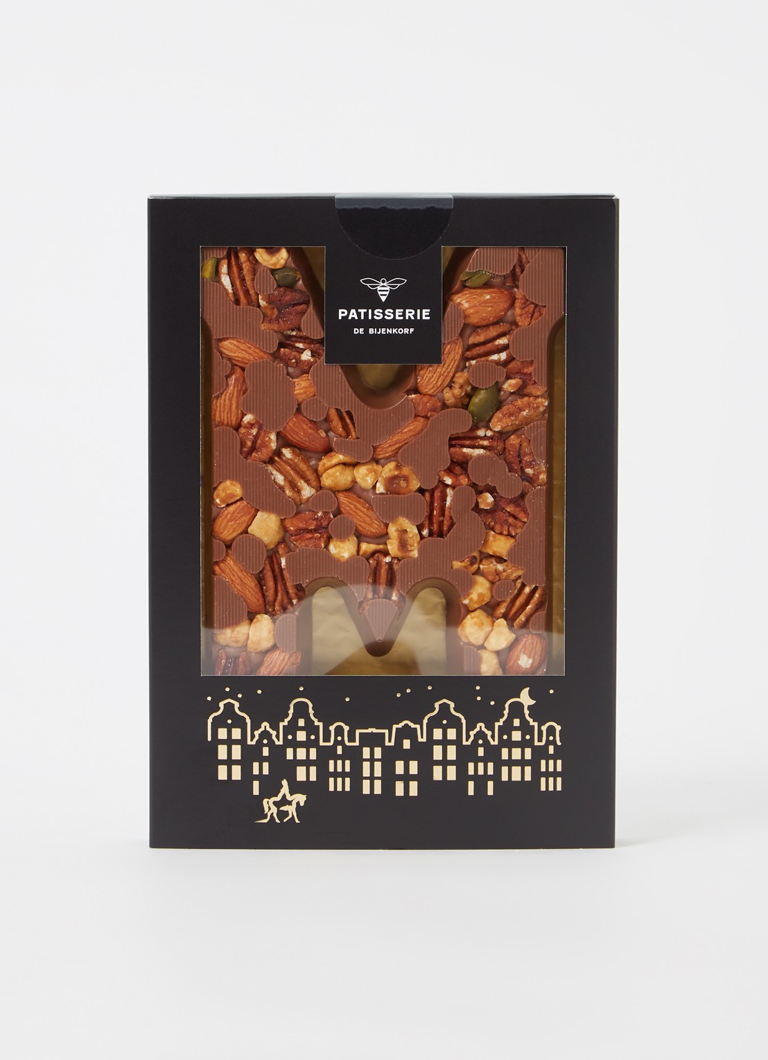 Patisserie de Bijenkorf Chocoladeletter Melk met noten 185 gram - A t/m Z - voorkant 2 m