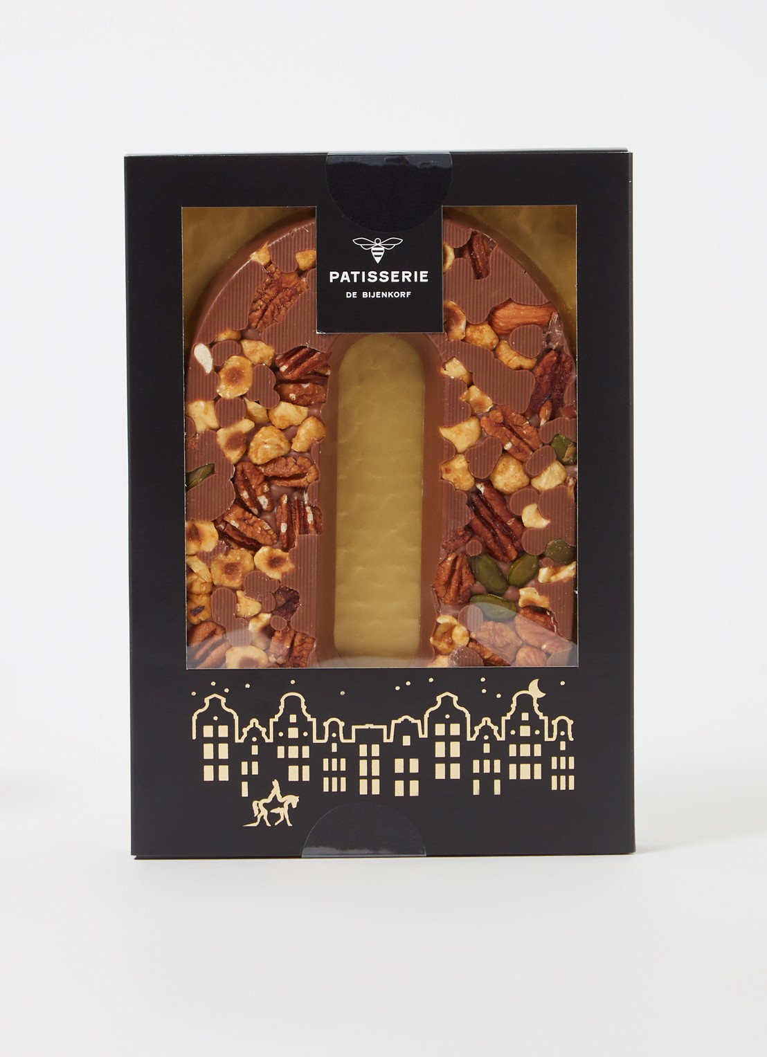 Patisserie de Bijenkorf Chocoladeletter Melk met noten 185 gram - A t/m Z - voorkant 2 o