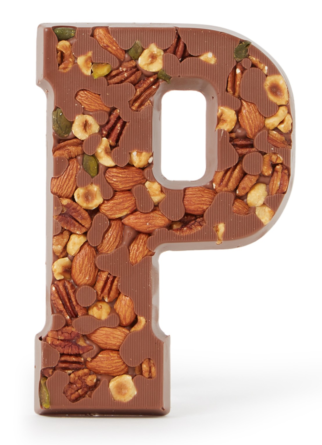 Patisserie de Bijenkorf Chocoladeletter Melk met noten 185 gram - A t/m Z - voorkant p
