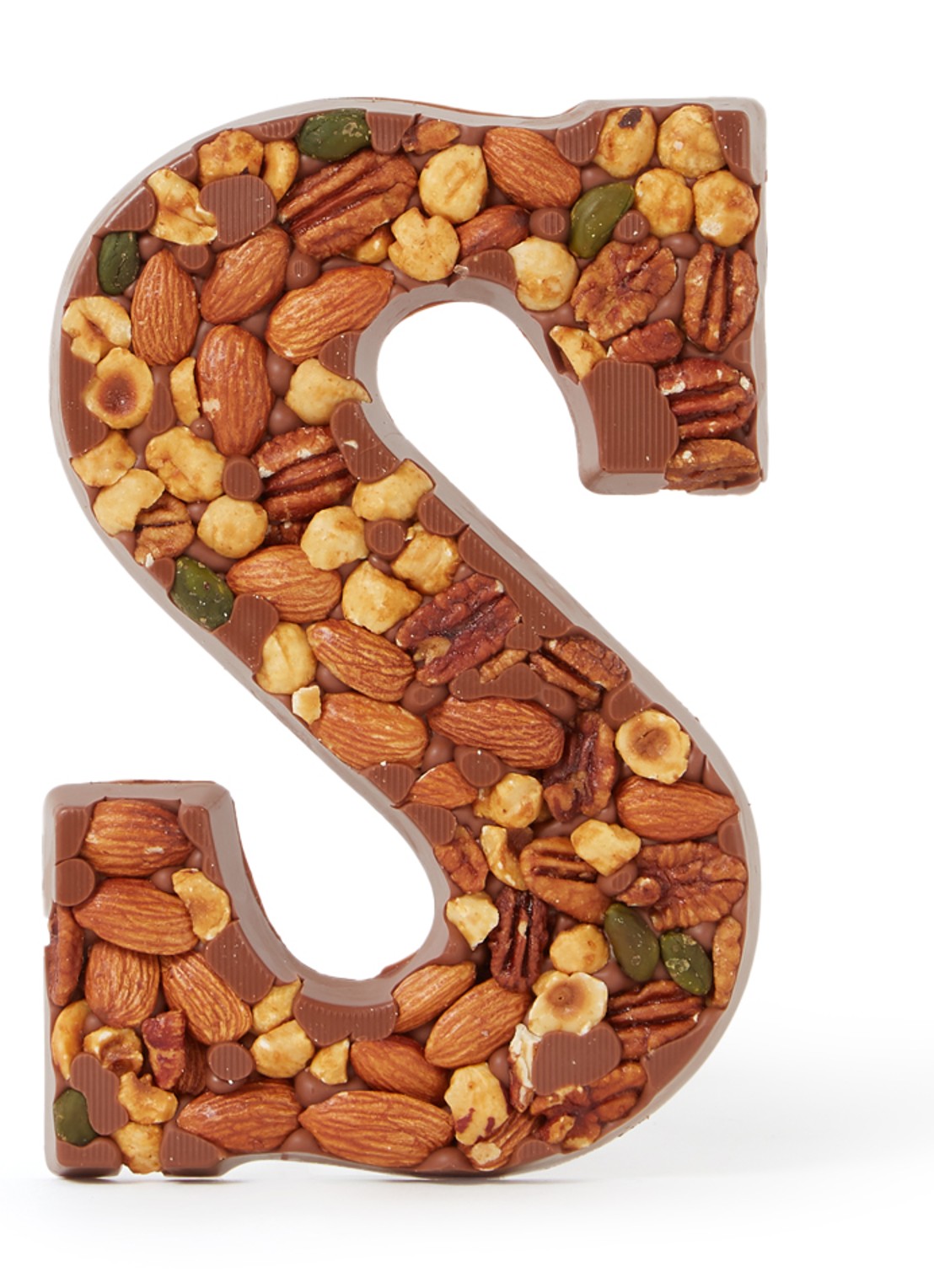 Patisserie de Bijenkorf Chocoladeletter Melk met noten 185 gram - A t/m Z - voorkant s