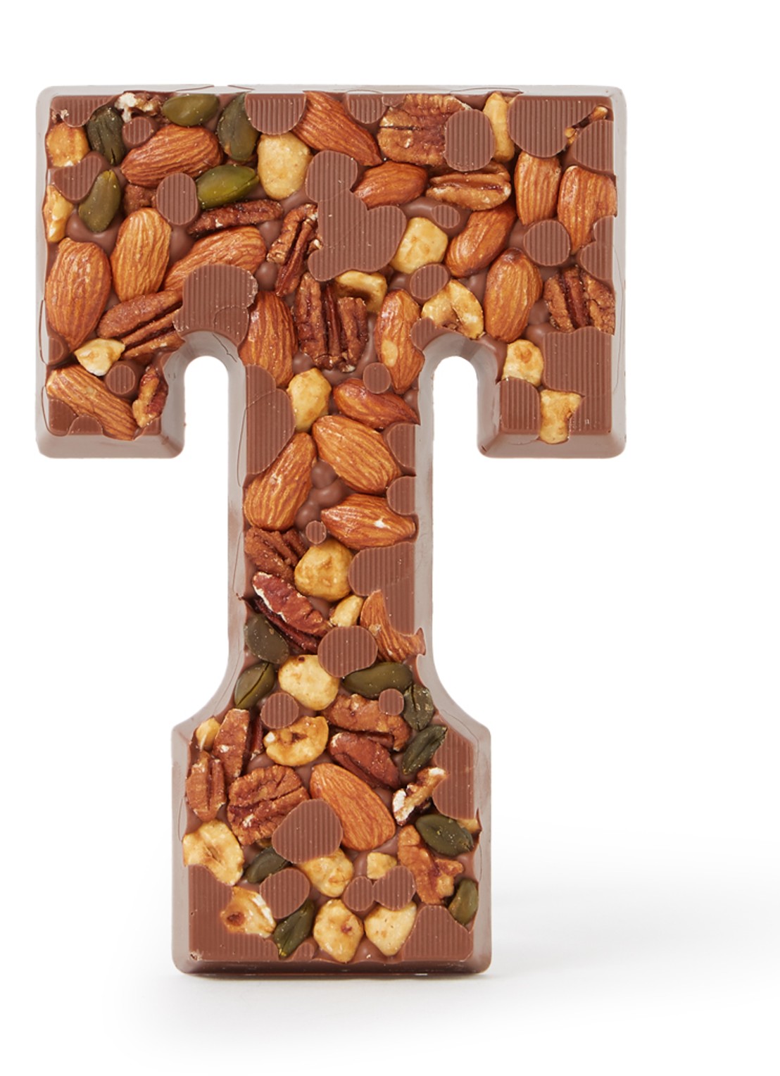 Patisserie de Bijenkorf Chocoladeletter Melk met noten 185 gram - A t/m Z - voorkant t