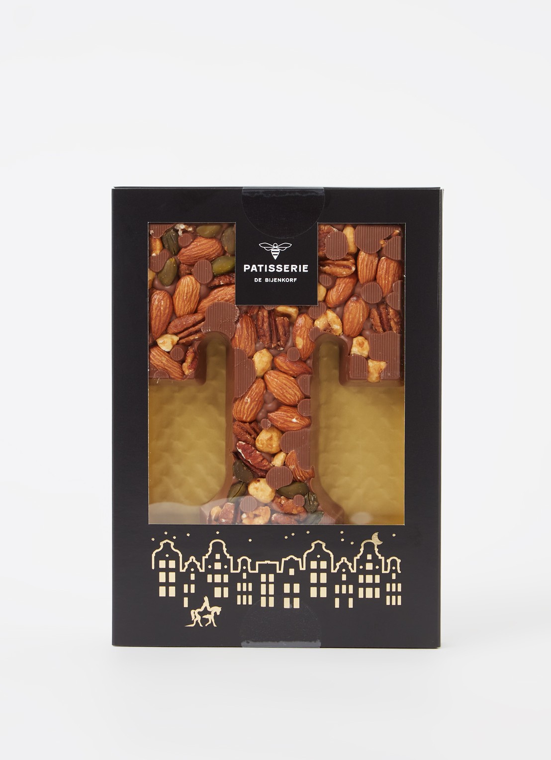 Patisserie de Bijenkorf Chocoladeletter Melk met noten 185 gram - A t/m Z - voorkant 2 t