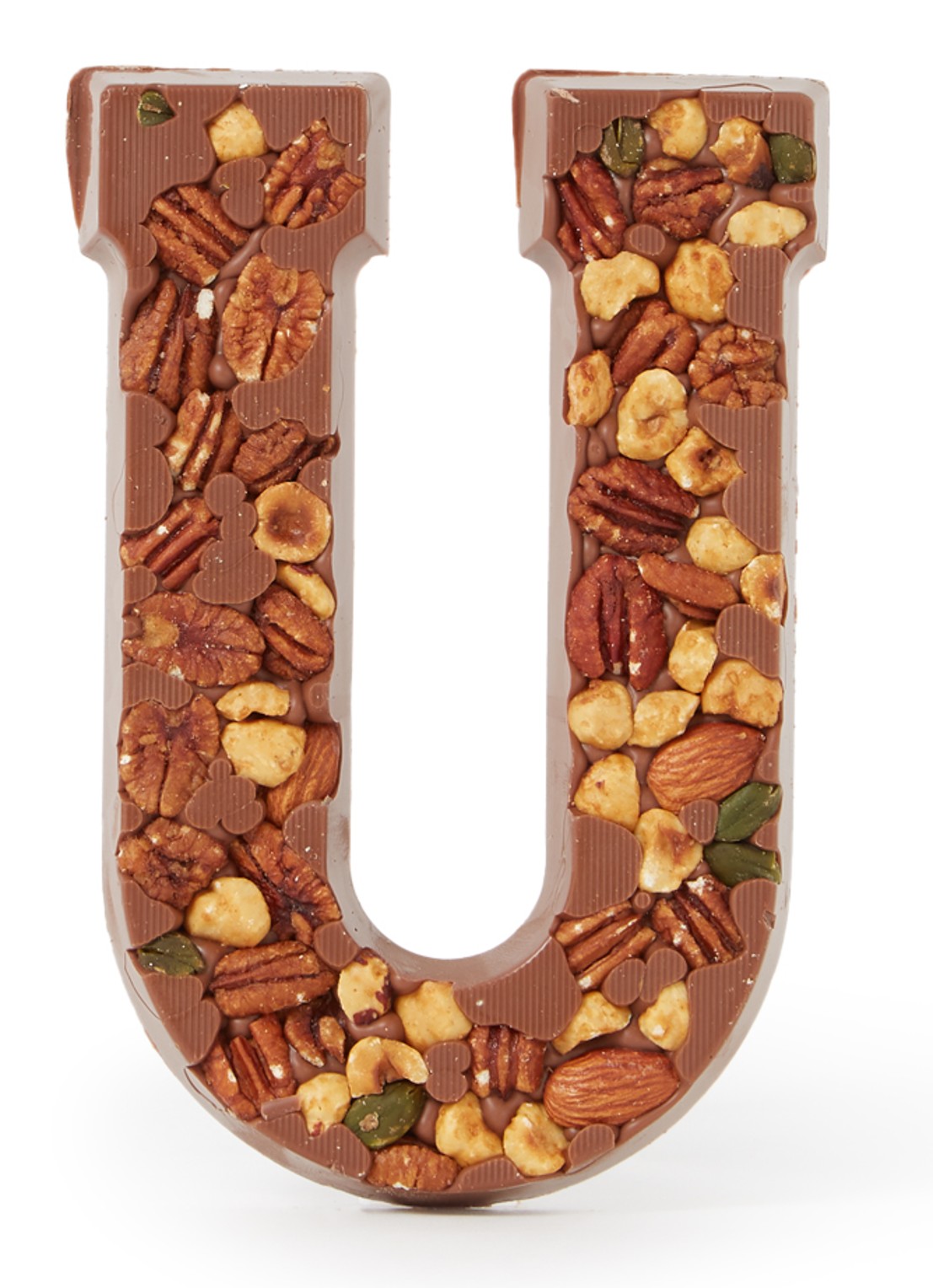 Patisserie de Bijenkorf Chocoladeletter Melk met noten 185 gram - A t/m Z - voorkant u
