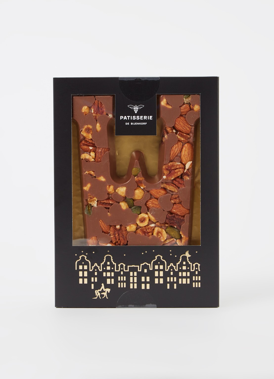 Patisserie de Bijenkorf Chocoladeletter Melk met noten 185 gram - A t/m Z - voorkant 2 w