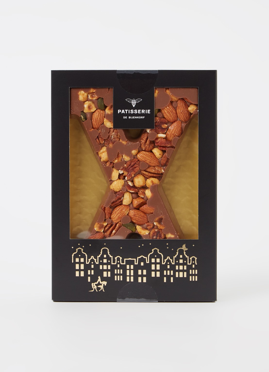 Patisserie de Bijenkorf Chocoladeletter Melk met noten 185 gram - A t/m Z - voorkant 2 x