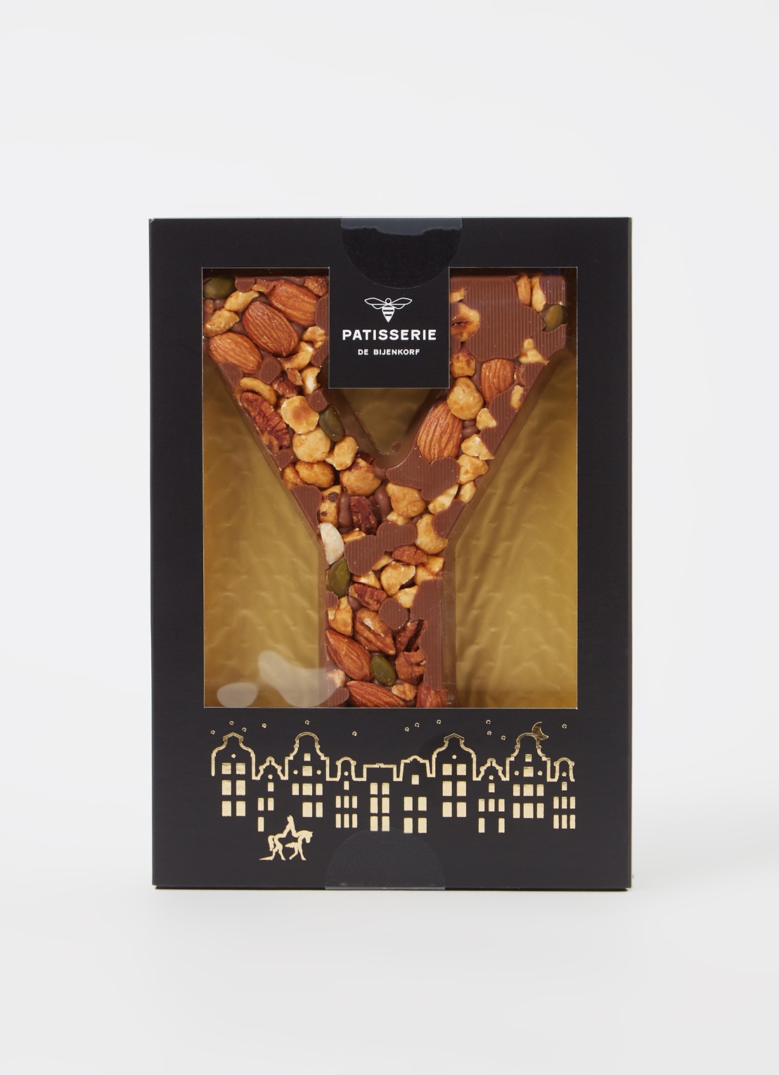 Patisserie de Bijenkorf Chocoladeletter Melk met noten 185 gram - A t/m Z - voorkant 2 y