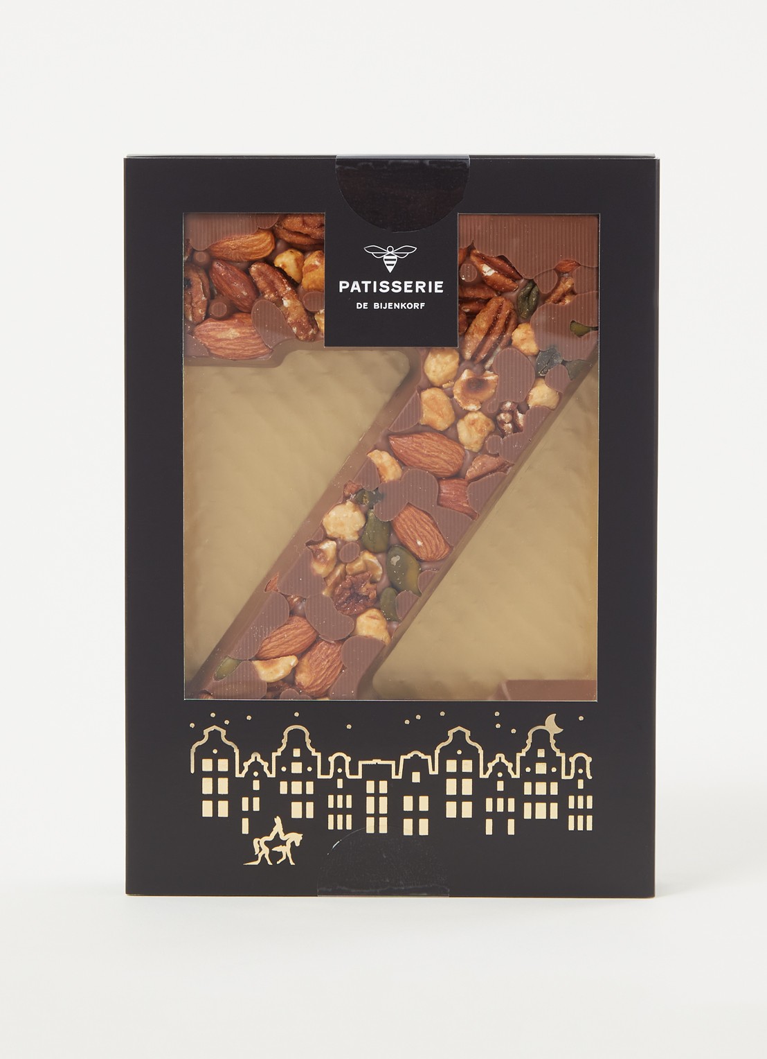 Patisserie de Bijenkorf Chocoladeletter Melk met noten 185 gram - A t/m Z - voorkant 2 z