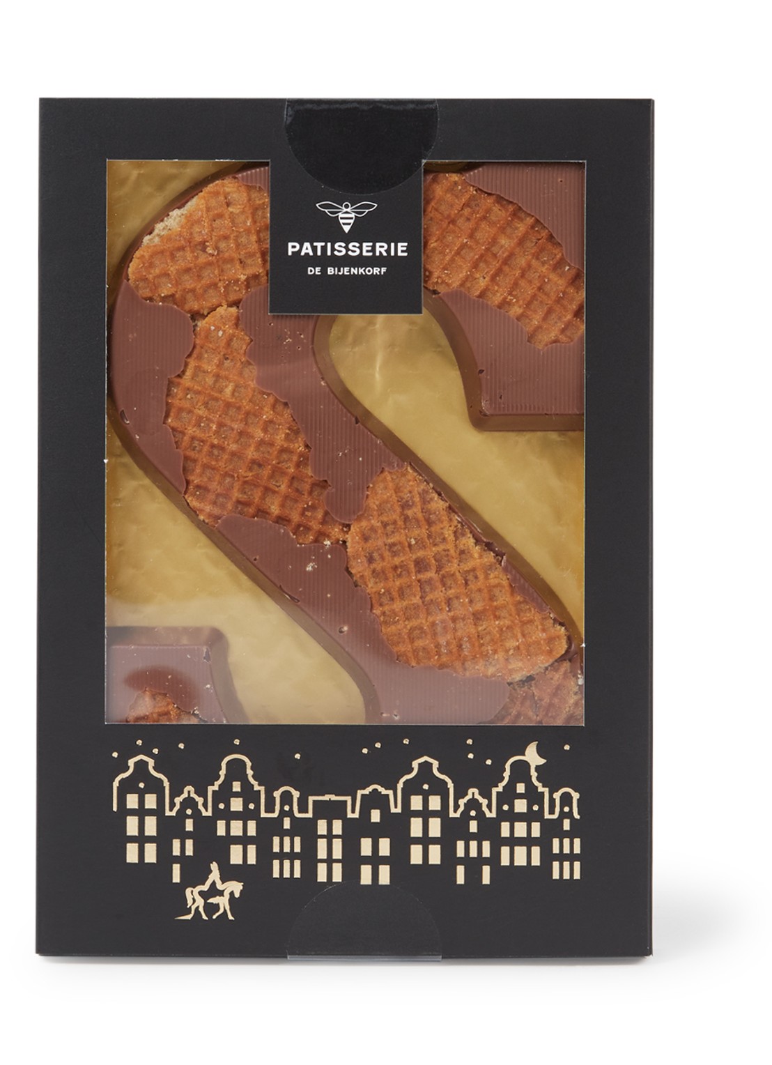 Patisserie de Bijenkorf Chocoladeletter S Melk met stroopwafels 185 gram - Limited Edition - voorkant undefined