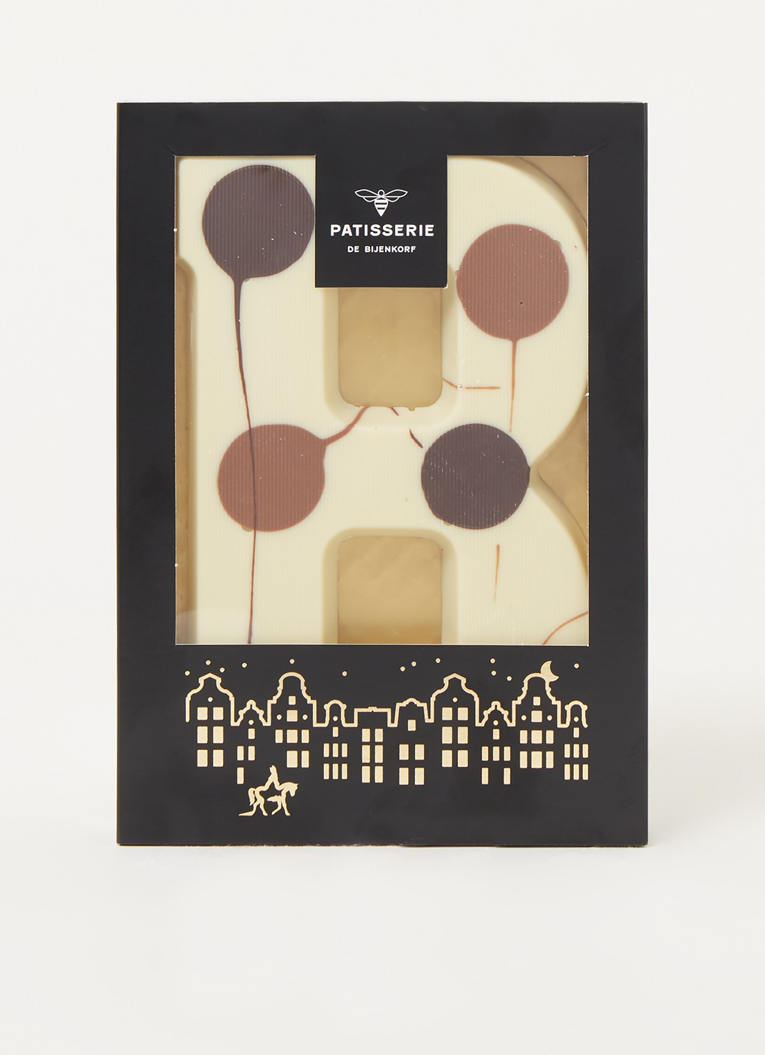 Patisserie de Bijenkorf Chocoladeletter Wit gevlekt 190 gram - A t/m Z - voorkant 2 b