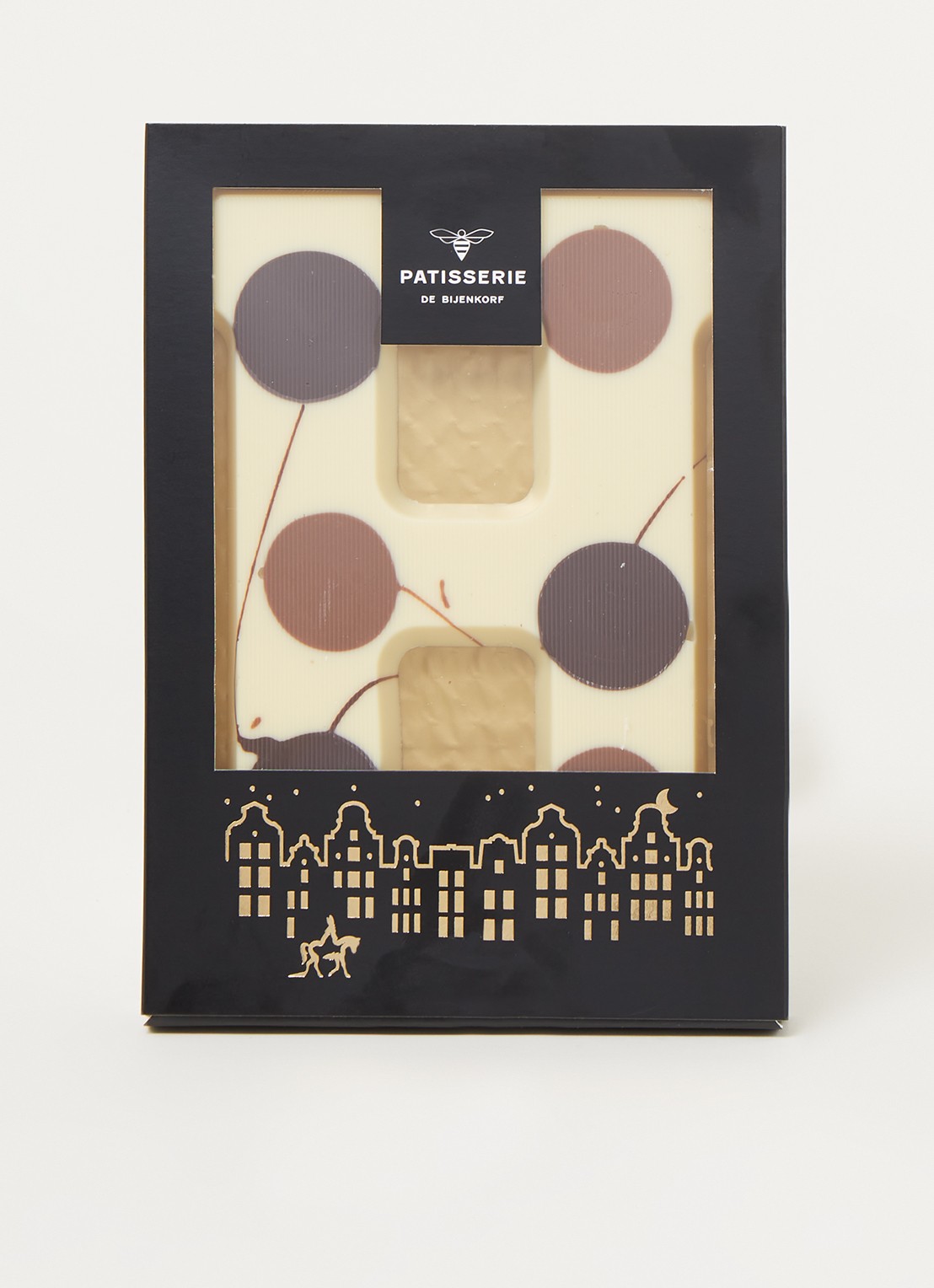 Patisserie de Bijenkorf Chocoladeletter Wit gevlekt 190 gram - A t/m Z - voorkant 2 h