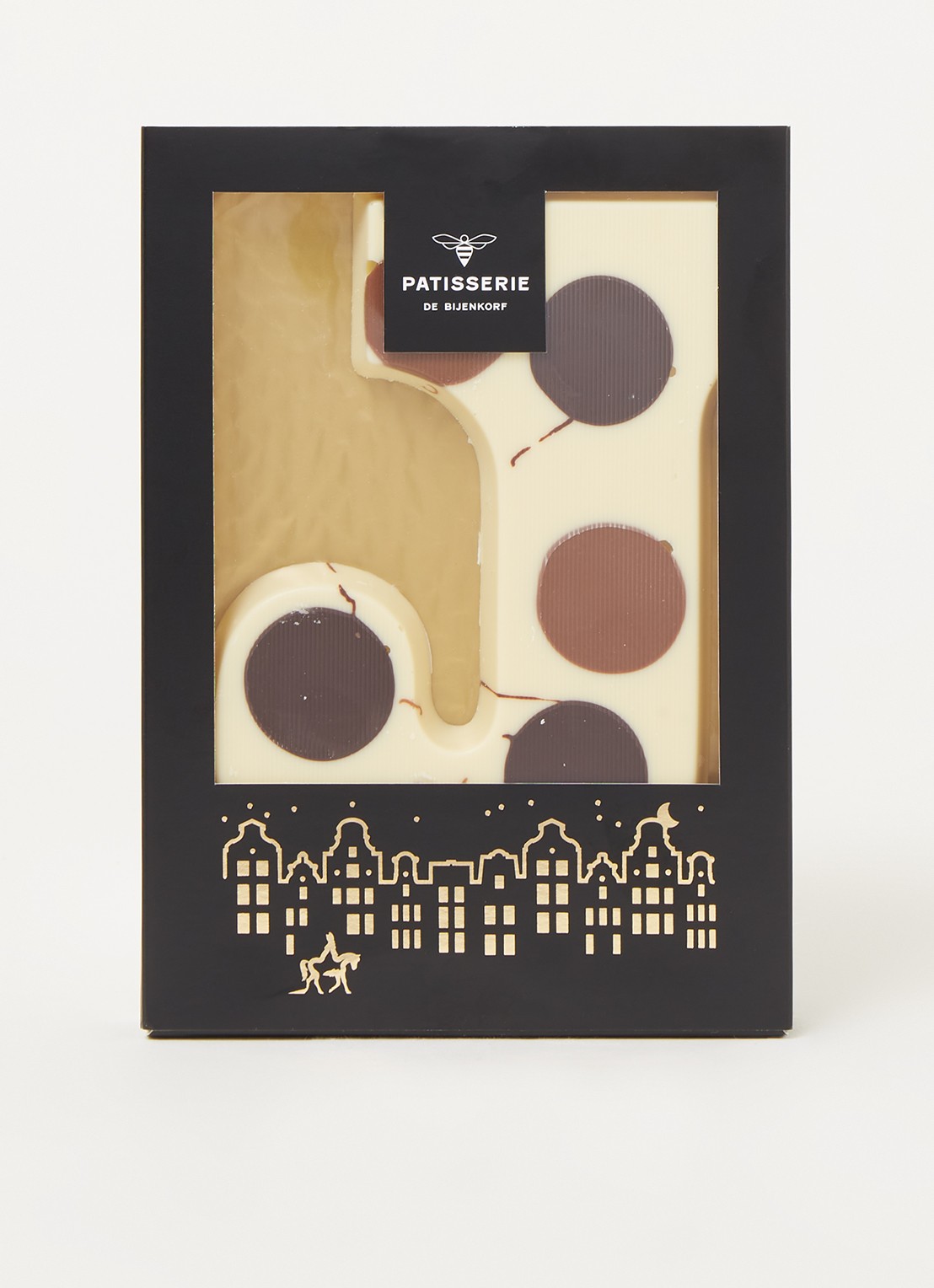Patisserie de Bijenkorf Chocoladeletter Wit gevlekt 190 gram - A t/m Z - voorkant 2 j
