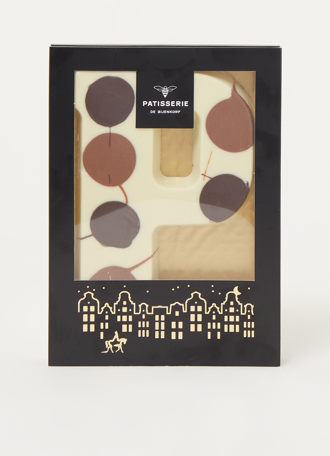 Patisserie de Bijenkorf Chocoladeletter Wit gevlekt 190 gram - A t/m Z - voorkant 2 p