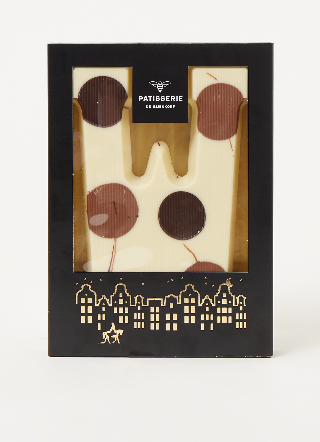 Patisserie de Bijenkorf Chocoladeletter Wit gevlekt 190 gram - A t/m Z - voorkant 2 w