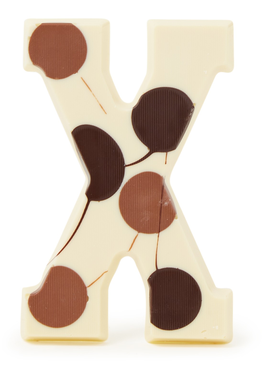 Patisserie de Bijenkorf Chocoladeletter Wit gevlekt 190 gram - A t/m Z - voorkant x