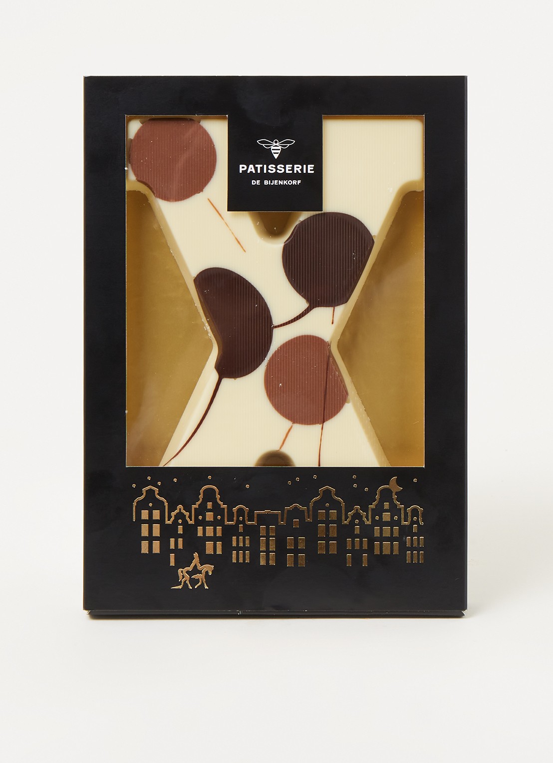 Patisserie de Bijenkorf Chocoladeletter Wit gevlekt 190 gram - A t/m Z - voorkant 2 x