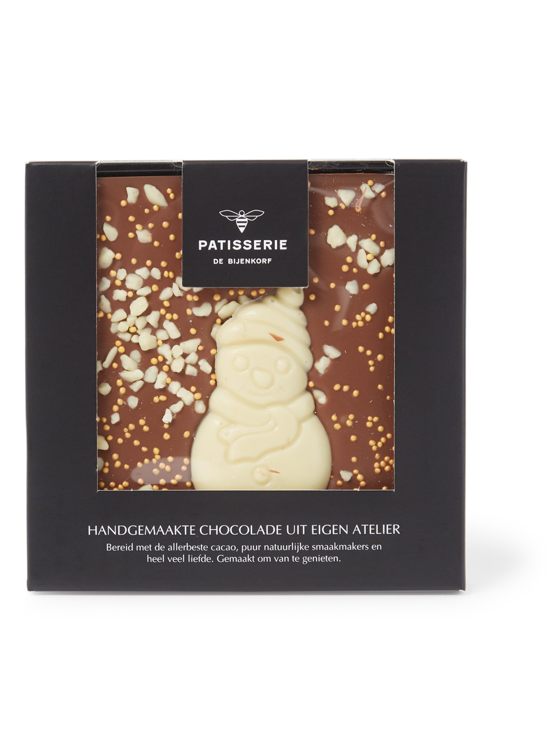 Patisserie de Bijenkorf Sneeuwman melkchocolade tablet 140 gram - voorkant undefined