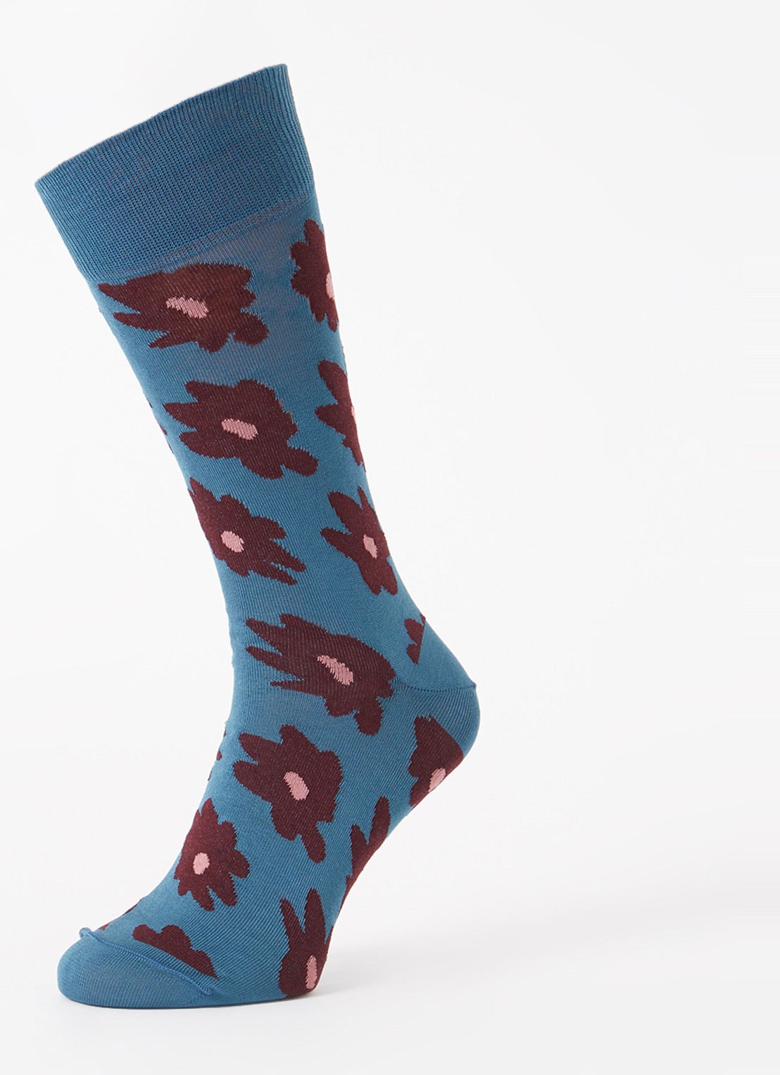 Paul Smith Big Flower sokken met bloemenprint - detail petrol