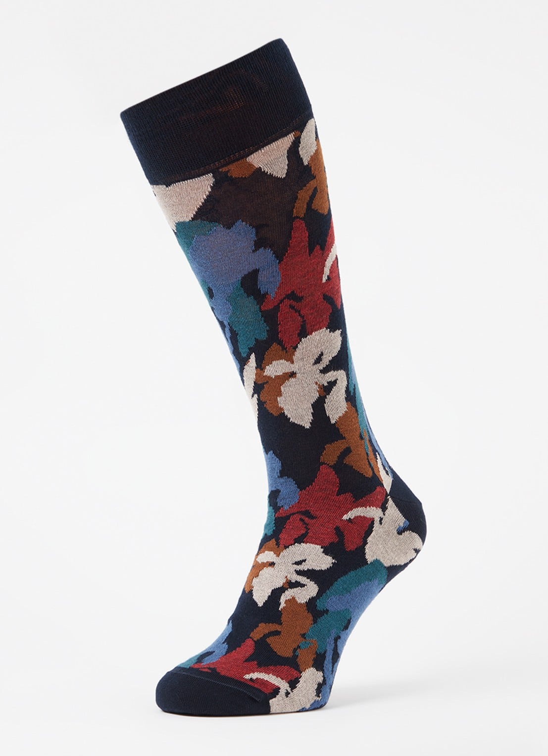Paul Smith Iris sokken met bloemenprint - detail donkerblauw